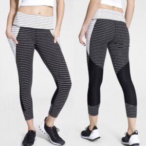 Athleta Stripe Relay Capri 2.0 in Black/White